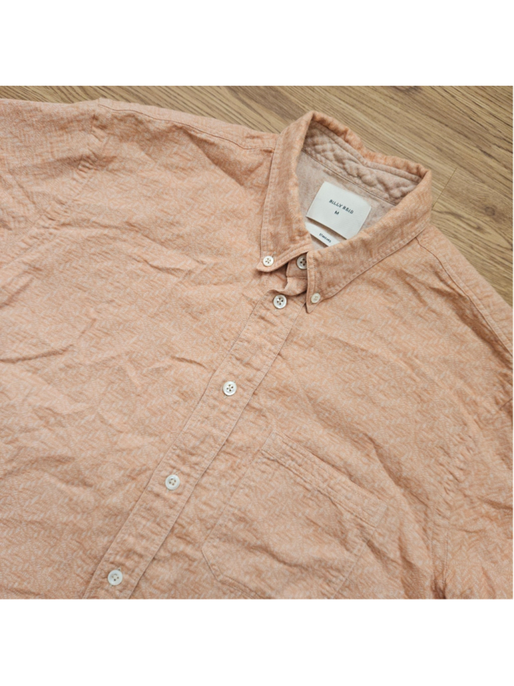 Billy Reid Standard Cotton Orange White Short Sleeve Polo Casual Mens Medium
